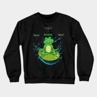 Frog Meditating Zen Lotus illustration Crewneck Sweatshirt